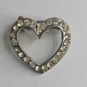 Sparkling Silver Heart Brooch with Crystals